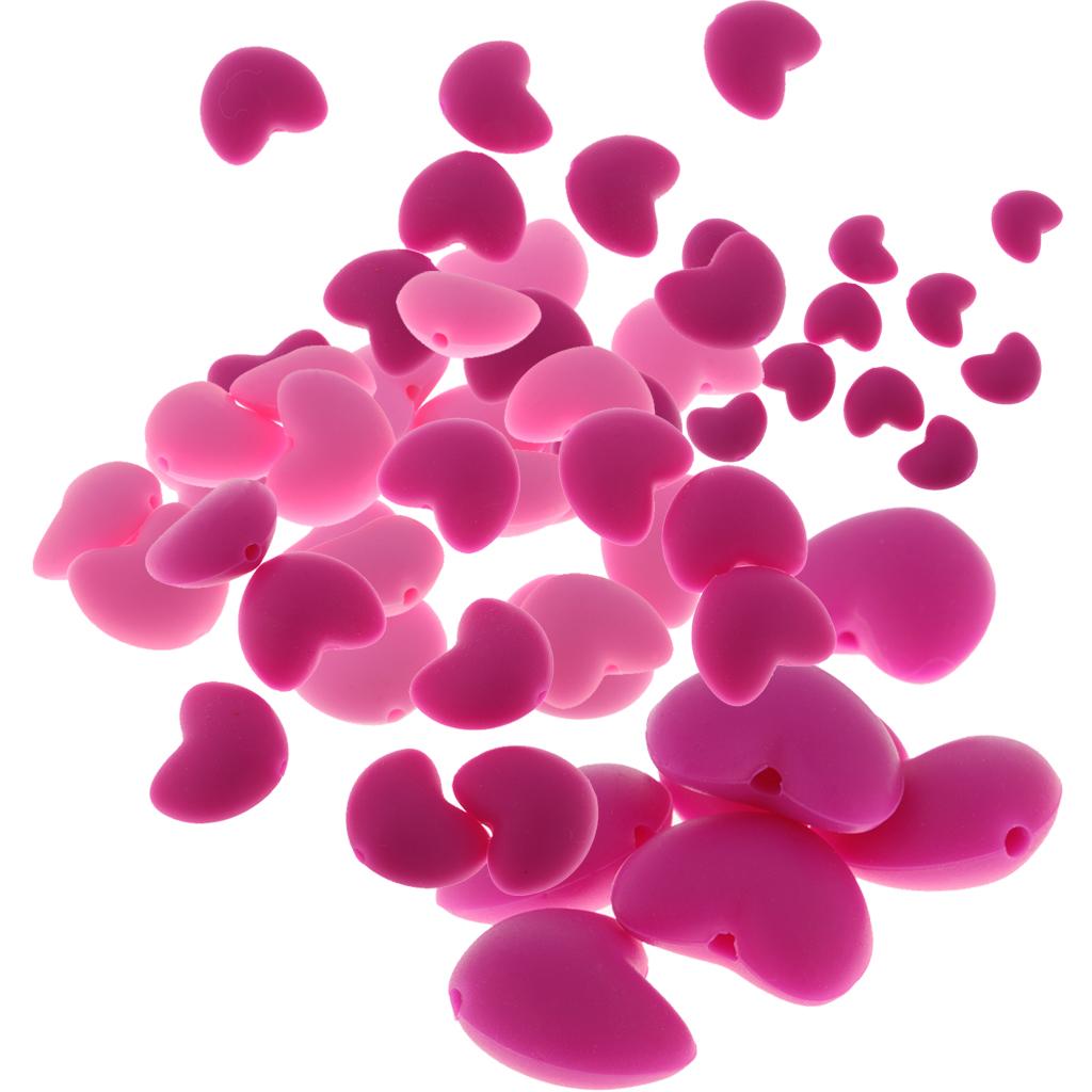 200pcs Baby Teether Silicon Teething Chew Jewelry DIY Necklace Pink & Red
