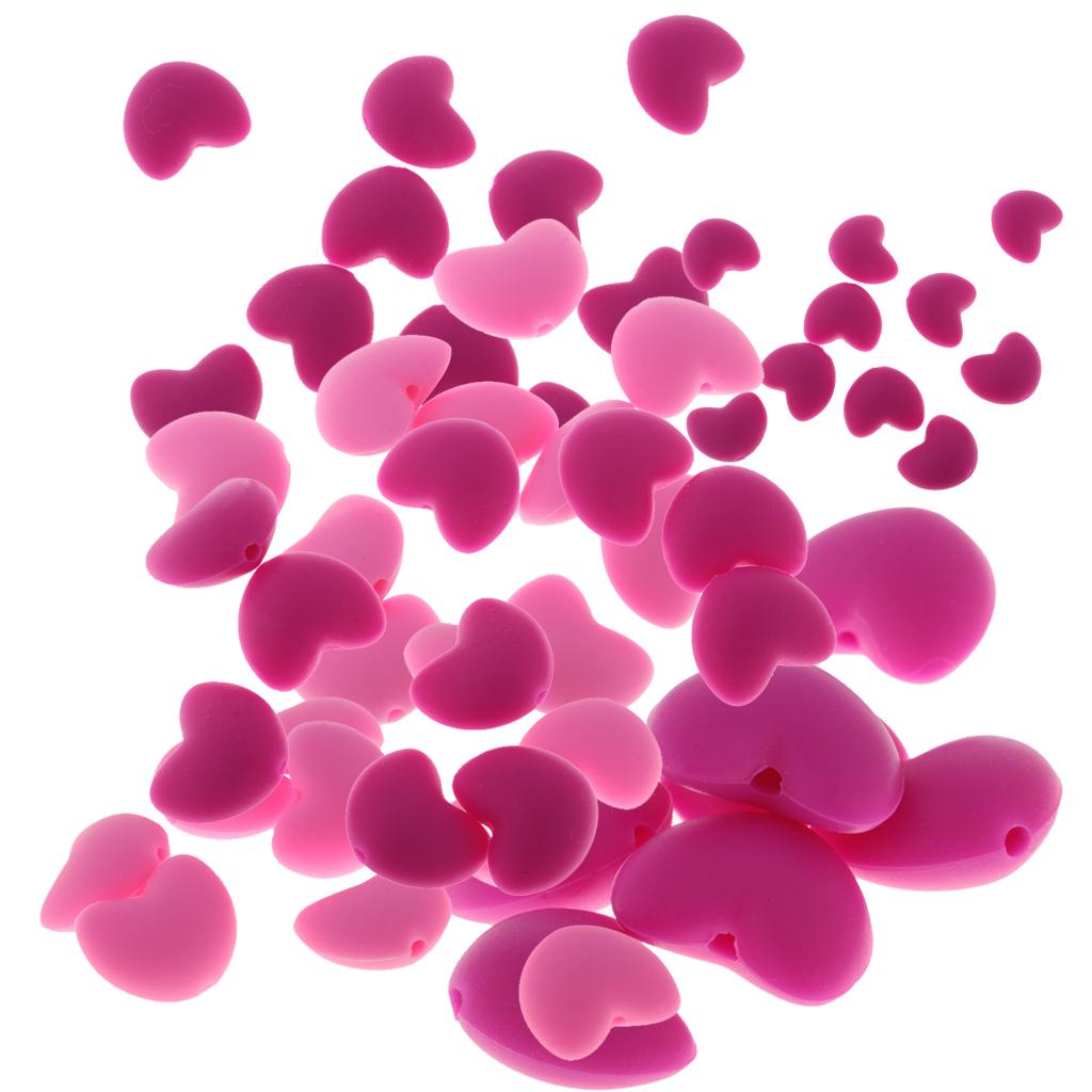 200pcs Baby Teether Silicon Teething Chew Jewelry DIY Necklace Pink & Red