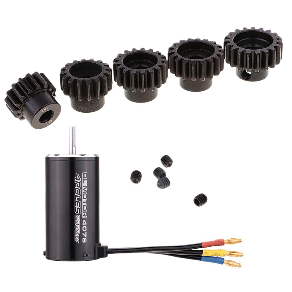 2000KV Sensorless Brushless Motor+M1 5mm 15T-19T Pinion Gear for 1/8 RC Car