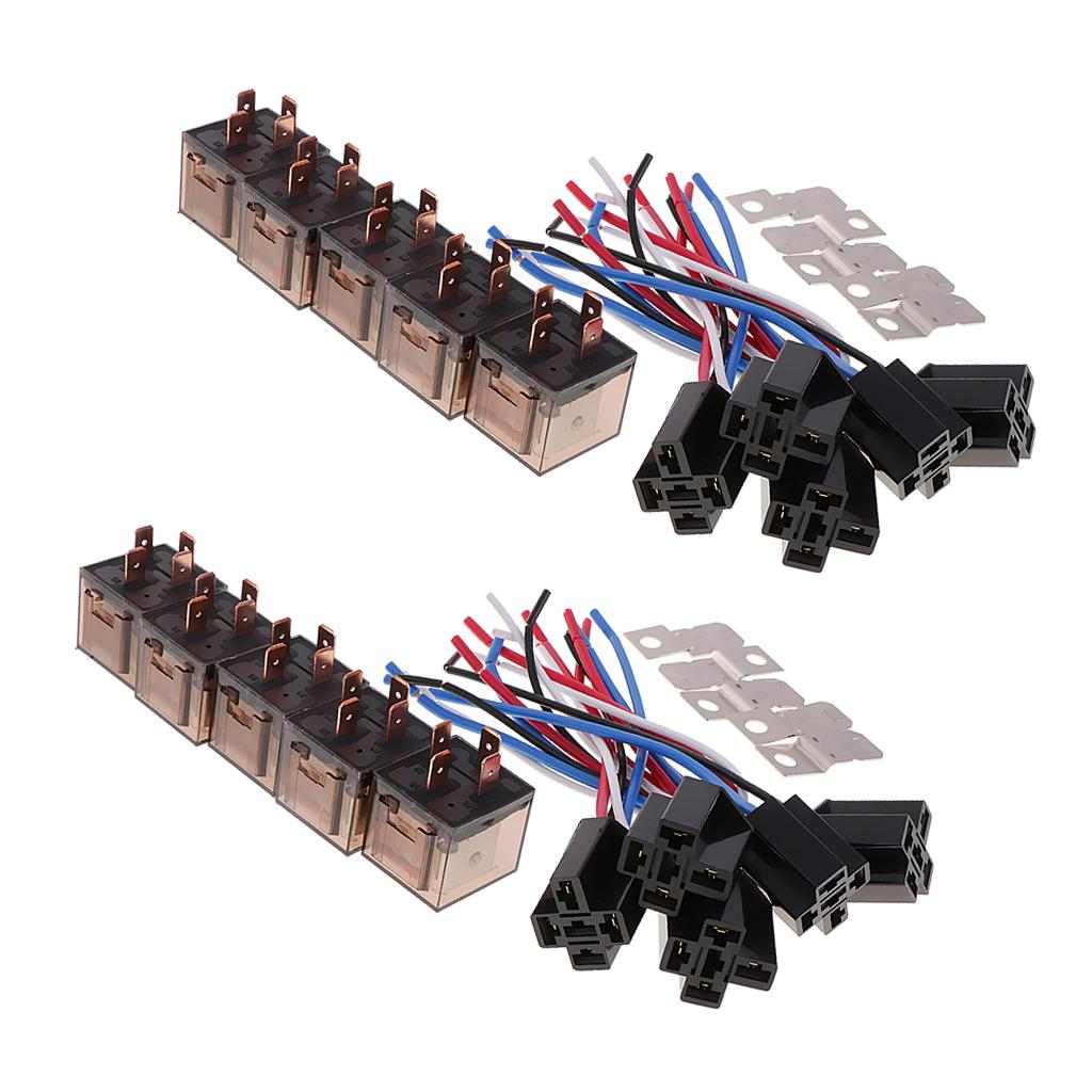 10 Pieces DC12V 80Amp Car SPST Automotive Relay 4Pin 4 Wires Harness Socket