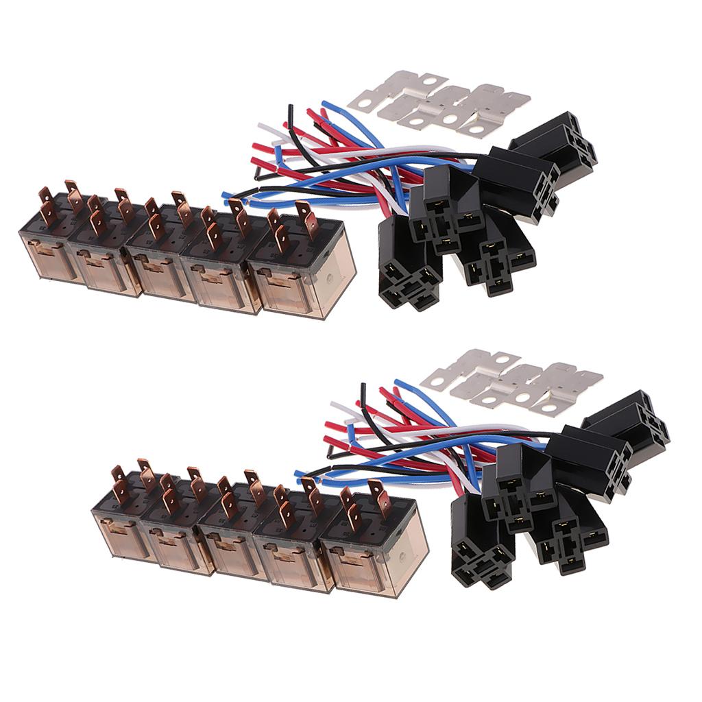 10 Pieces DC12V 80Amp Car SPST Automotive Relay 4Pin 4 Wires Harness Socket