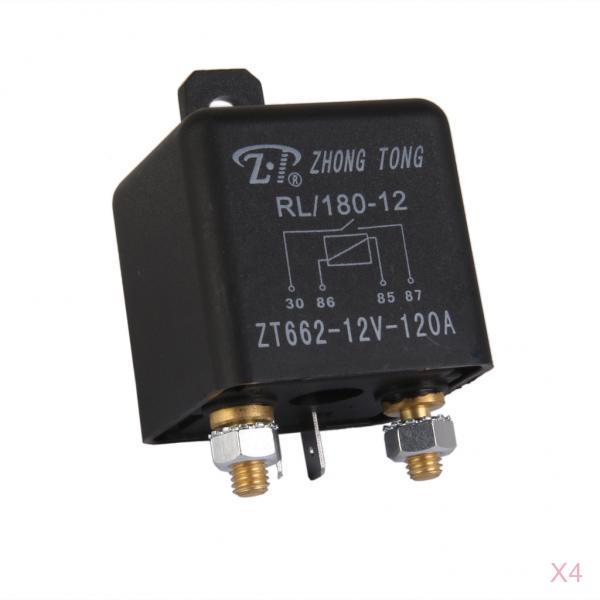 4 Pieces Car Automotive 12V 120 AMP 4 Pin SPST Relay for Alarm Horn Light