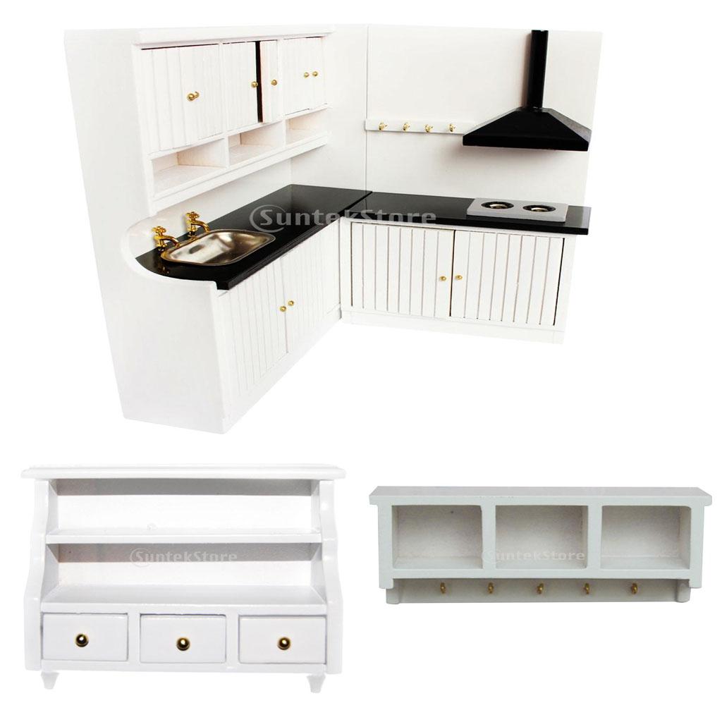 1/12 Dollhouse Miniature Wooden Kitchen Furniture Toilet Cabinet Wall Rack