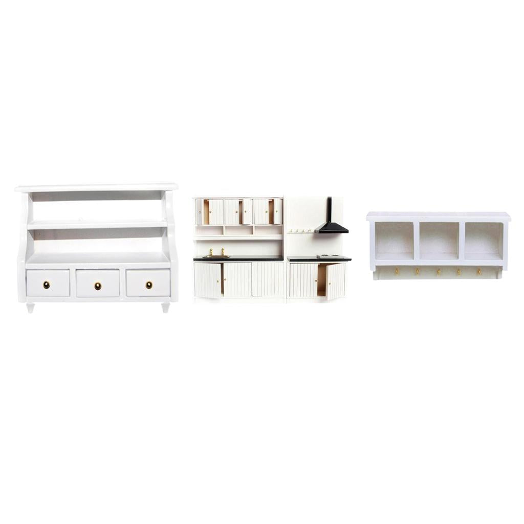 1/12 Dollhouse Miniature Wooden Kitchen Furniture Toilet Cabinet Wall Rack
