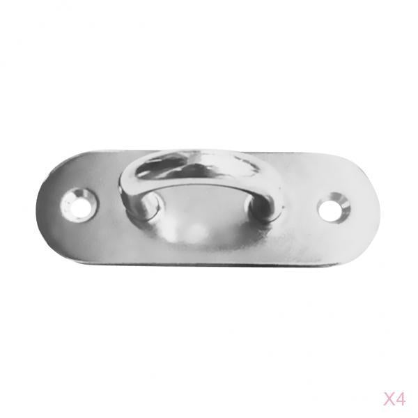 4Pieces Marine 316 Stainless Steel Oblong Pad Eye Plate Hook Boat Staple 5mm
