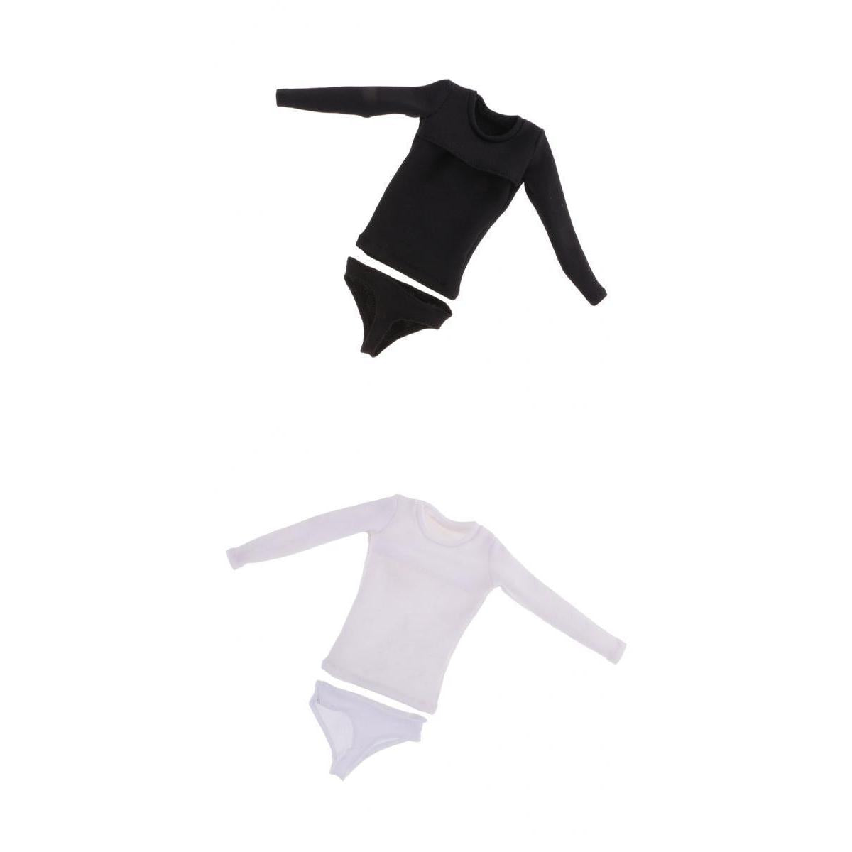 2 Sets 1/6 Long Sleeve T-shirt Top with Briefs Sets for 12'' Action Figure
