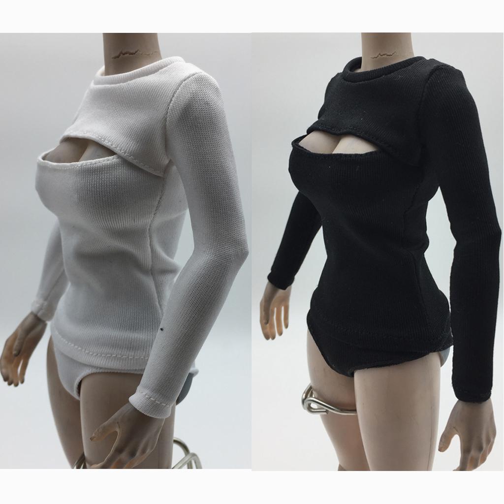 2 Sets 1/6 Long Sleeve T-shirt Top with Briefs Sets for 12'' Action Figure