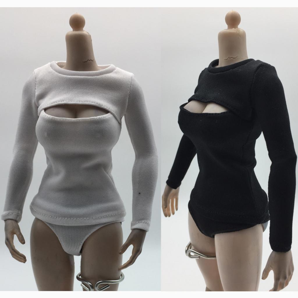2 Sets 1/6 Long Sleeve T-shirt Top with Briefs Sets for 12'' Action Figure