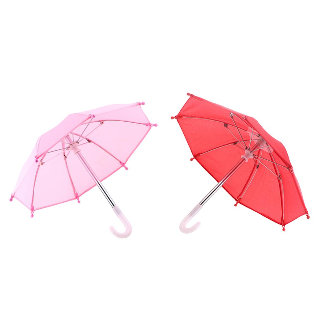 2 Pieces Lovely Umbrella for 18'' American Doll Accessories Red + Pink