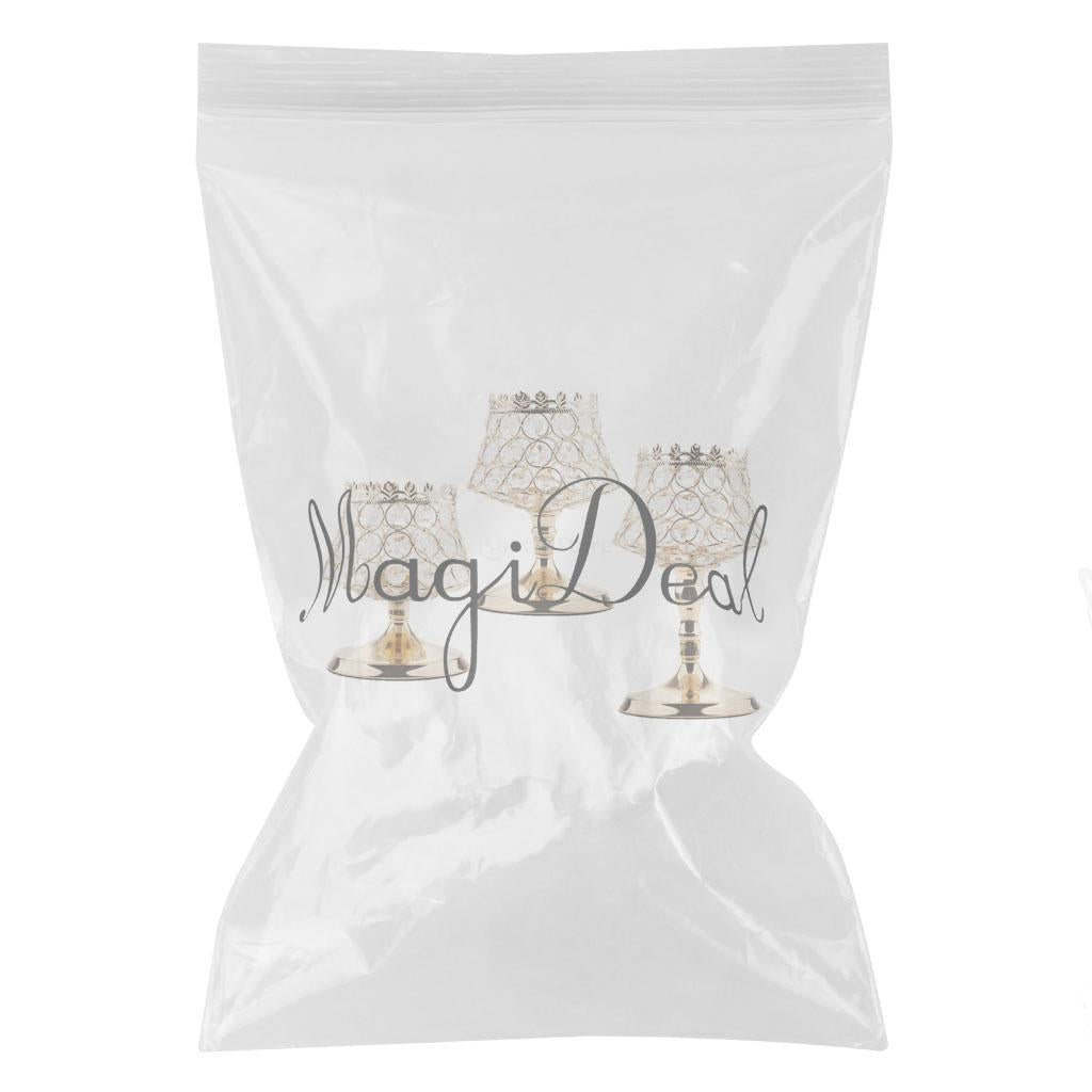 3Pieces Crystal Votive Tealight Candle Holder Candlestick Banquet Decoration
