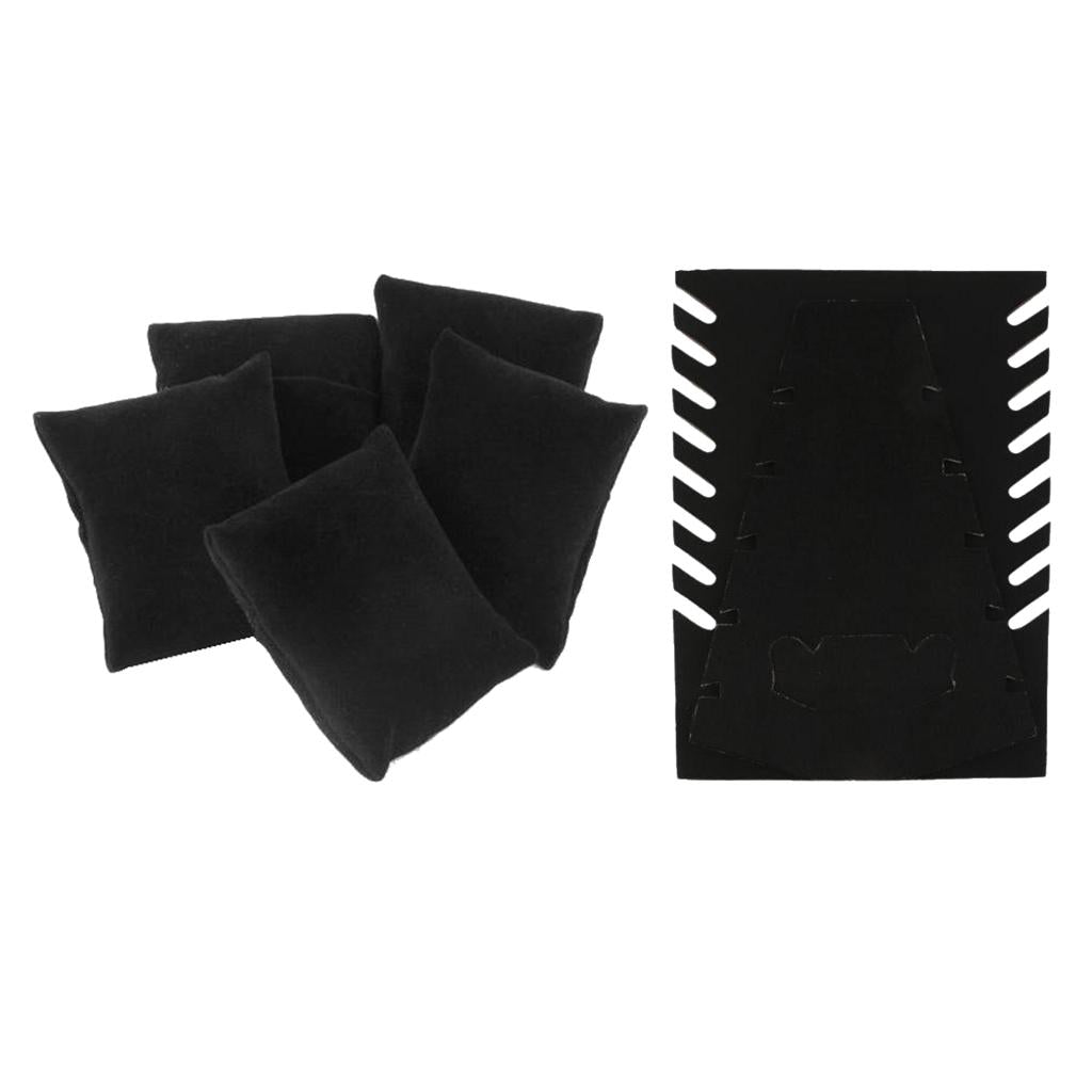 6 Pieces Black Velvet Cardboard Bracelet Watch Necklace Jewelry Display