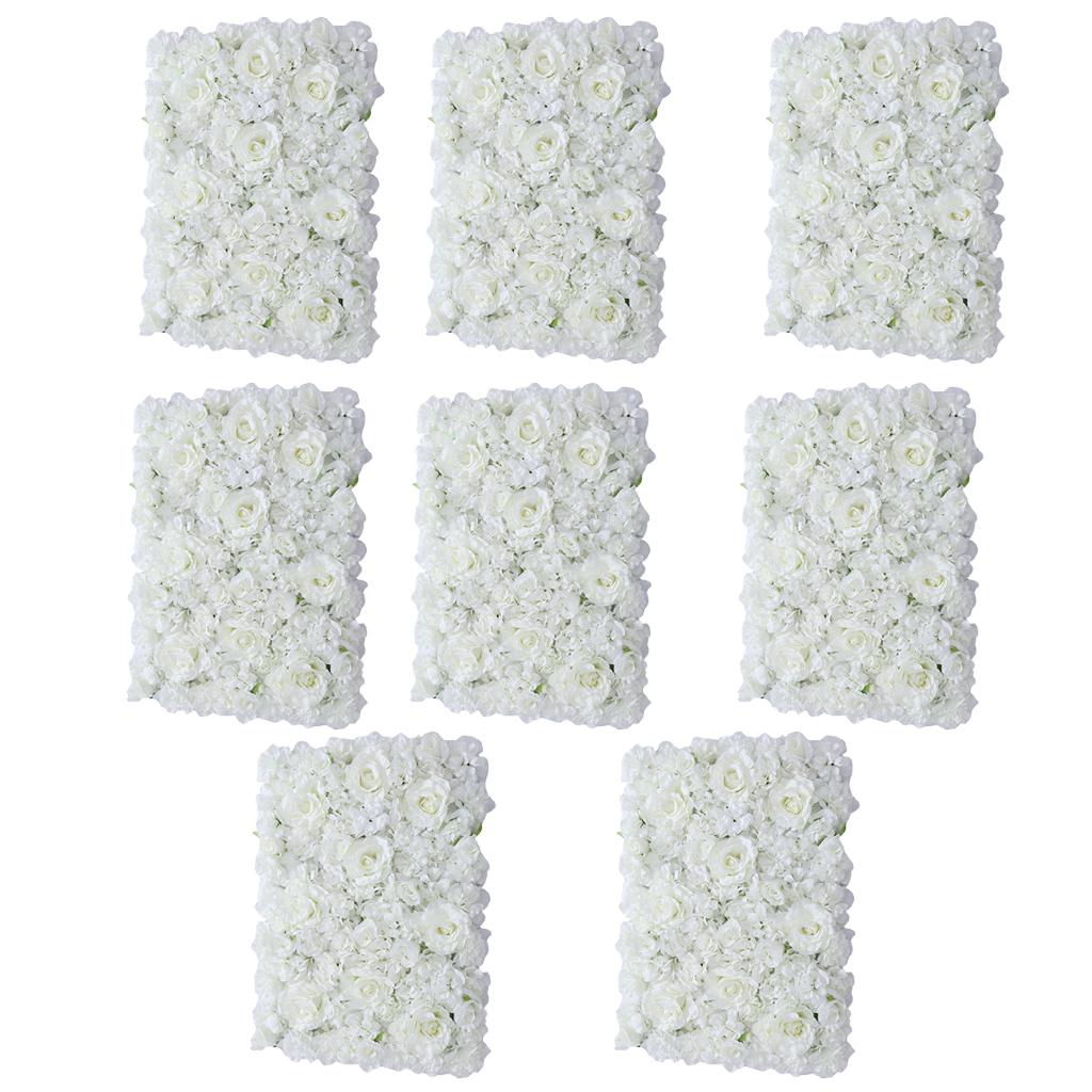 8 Pieces Artificial Flower Wall Panel Wedding Venue Flower Decor White