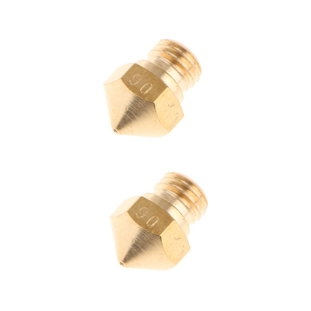 2pcs Brass Extruder Nozzle Copper Printhead for MK10 1.75mm 3D Printer 0.6mm