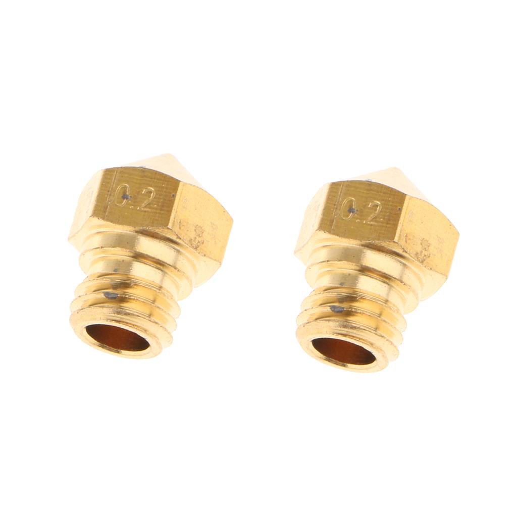 2x Brass Extruder Nozzle Copper Print Head for MK10 1.75mm 3D Printer 0.2mm