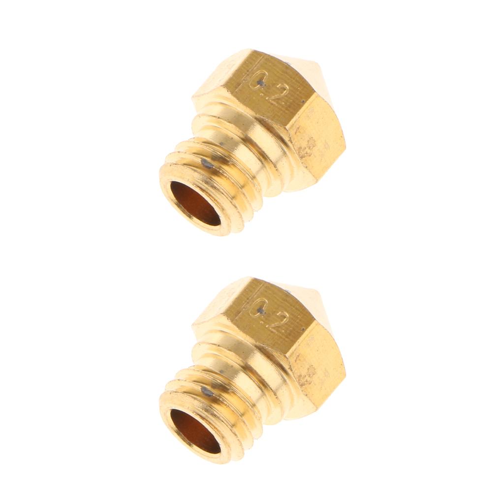 2x Brass Extruder Nozzle Copper Print Head for MK10 1.75mm 3D Printer 0.2mm