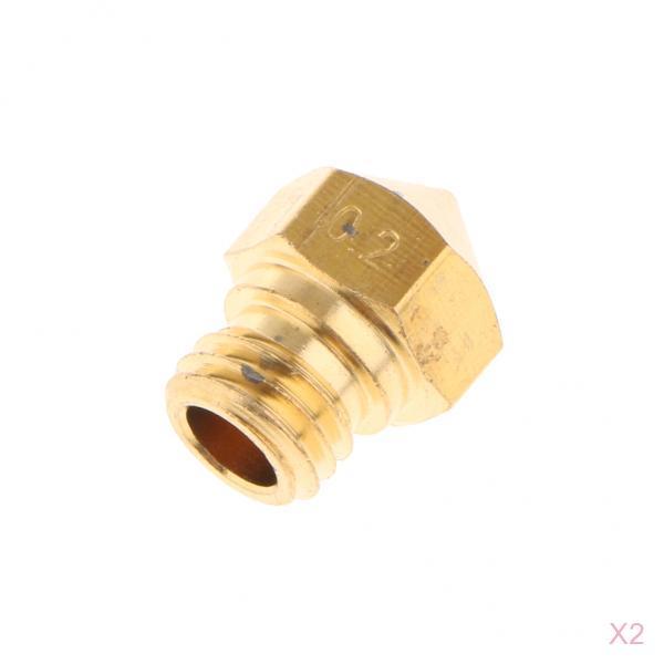 2x Brass Extruder Nozzle Copper Print Head for MK10 1.75mm 3D Printer 0.2mm
