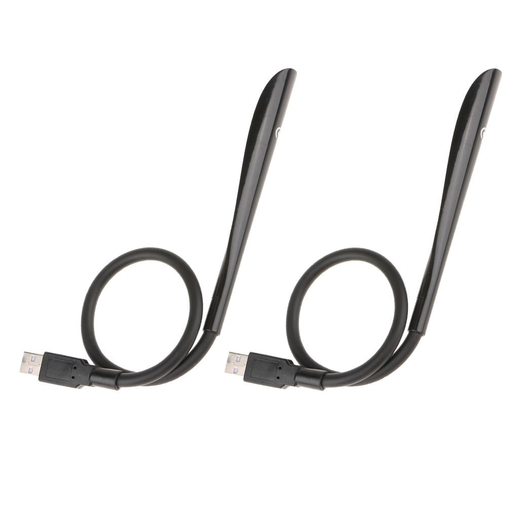 2x Dimmable LED Desk Lighting Bedside Reading Home USB flexible Lamp Black