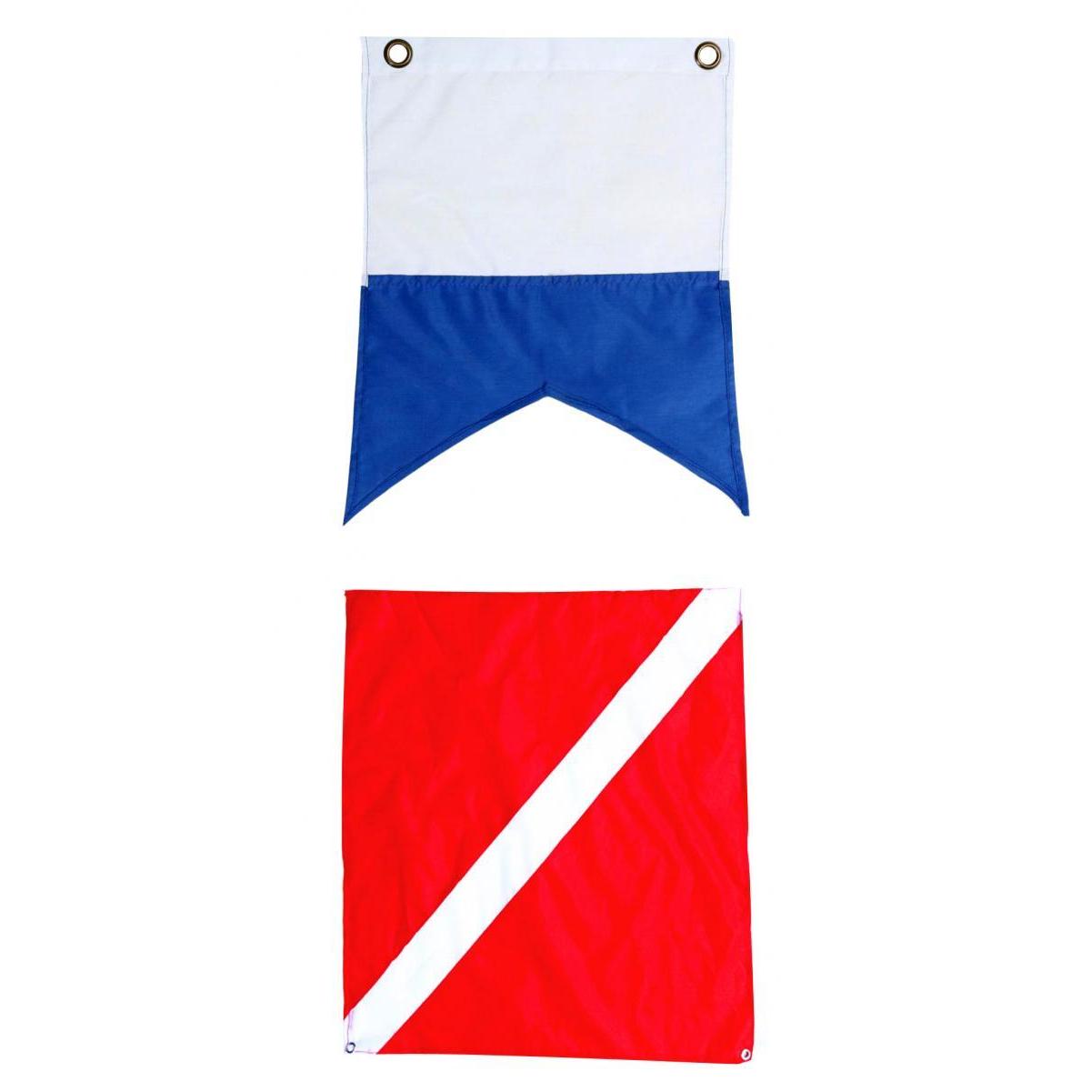 2 Pieces Nylon Diver-Down Boat Flag, Scuba Dive Flag Marker Banner Red Blue