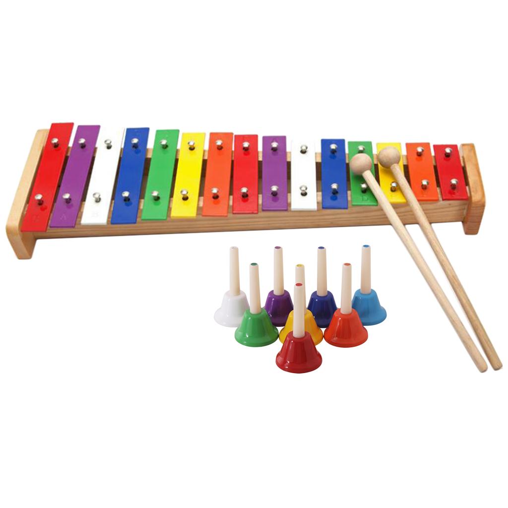8-notes Chromatic Diatonic Handbells Set with 15-notes Xylophone Kids Gift