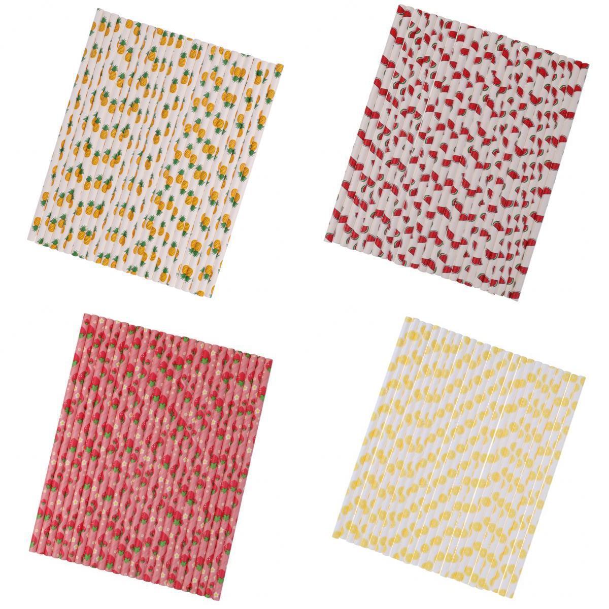 100 Pieces Fruit Biodegradable Paper Sipping Drinking Straws Wedding Favors