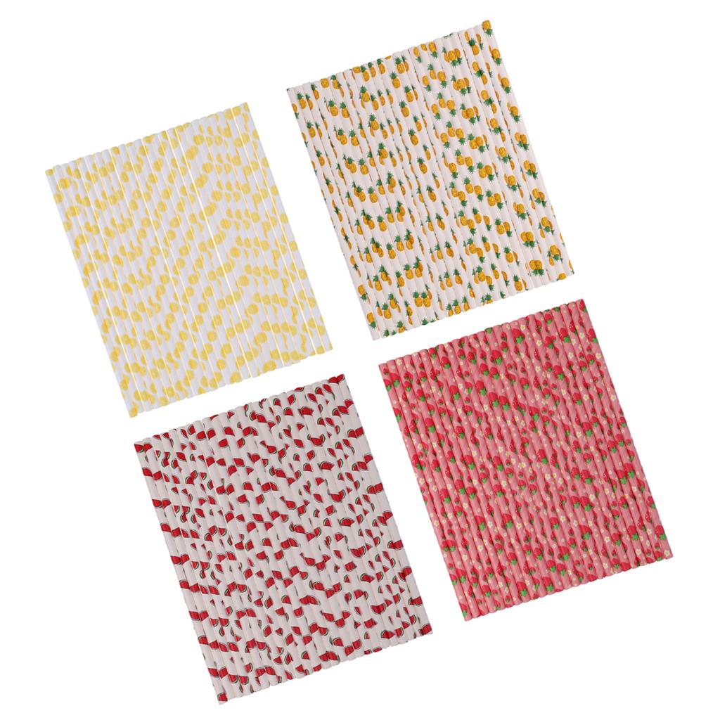 100 Pieces Fruit Biodegradable Paper Sipping Drinking Straws Wedding Favors