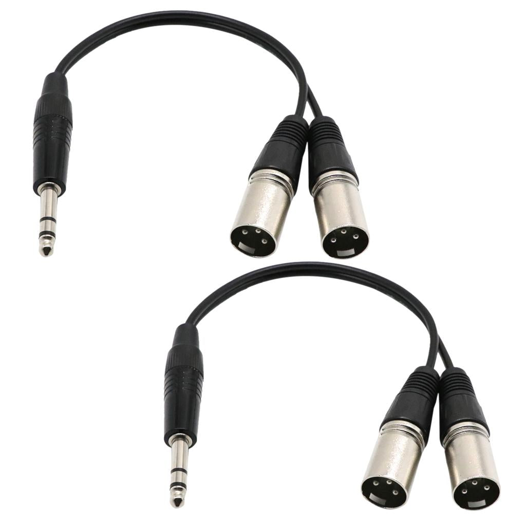 2 Piecces 6.35mm Stereo Male to Dual XLR Male Breakout Cable Splitter XLR