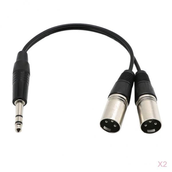 2 Piecces 6.35mm Stereo Male to Dual XLR Male Breakout Cable Splitter XLR