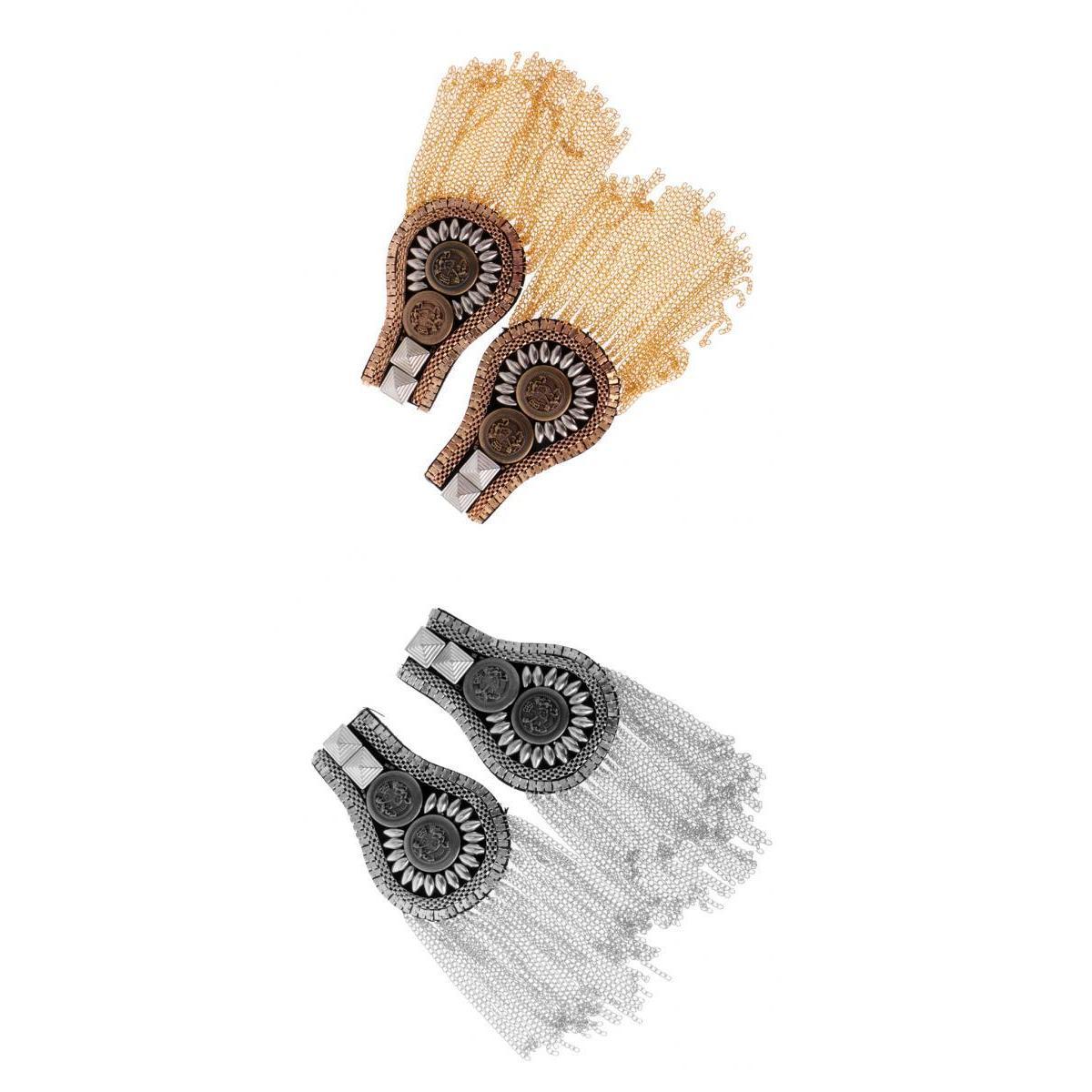2 Pairs Men's Tassel Epaulette Shoulder Board Mark Costume Brooch Badges