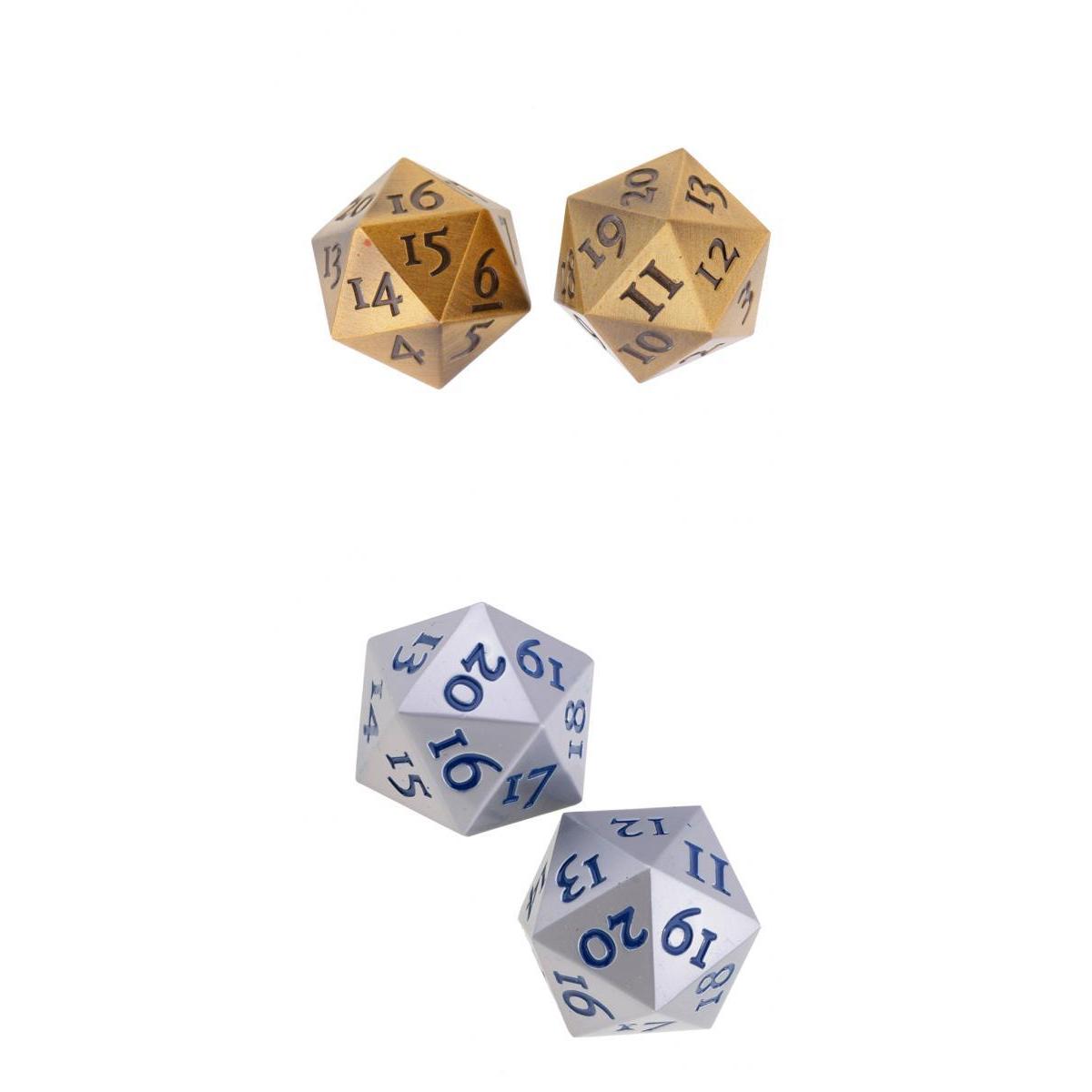 4 Pieces Zinc Alloy 20-sided Dices Polyhedral Game Props Silver Copper