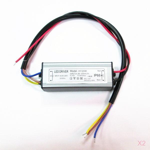 2x LED Driver Transformer 20W Power Supply Light AC85-265 to DC20-38 Adapter