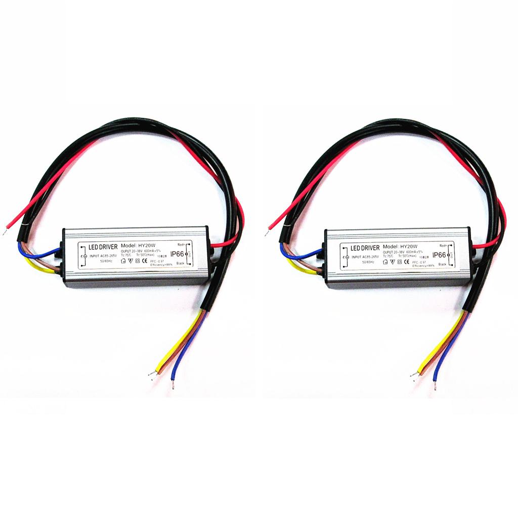 2x LED Driver Transformer 20W Power Supply Light AC85-265 to DC20-38 Adapter
