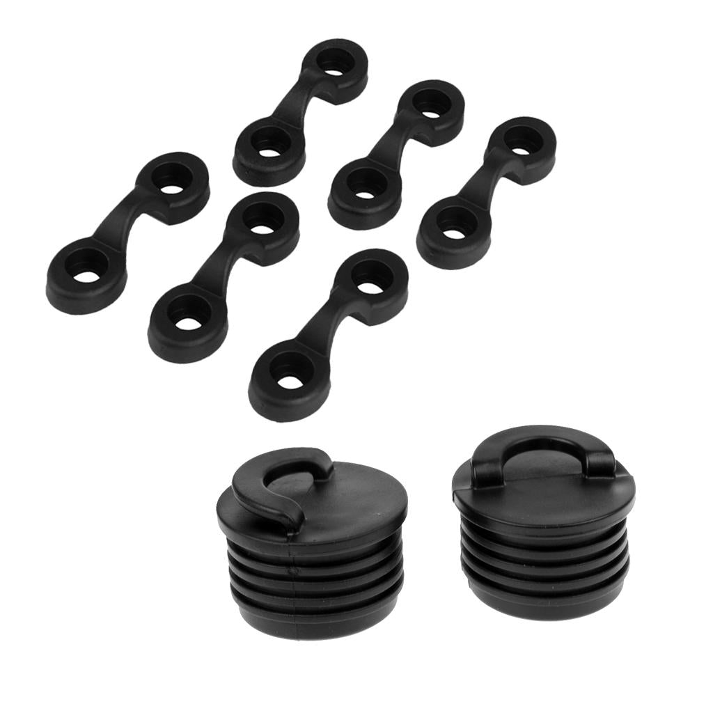 2 Pieces Kayak Boat Scupper Stopper Bungs Drain Holes Plugs with 6 Pad Eye