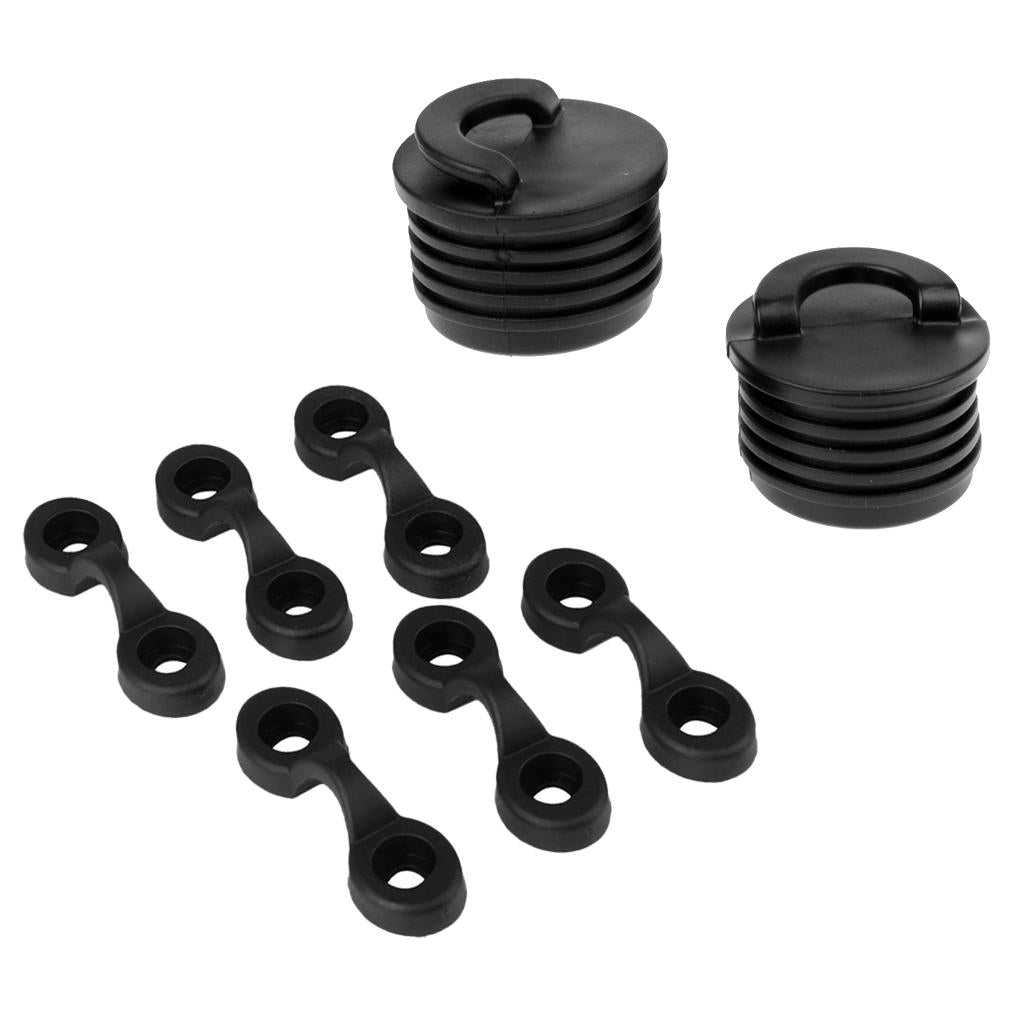 2 Pieces Kayak Boat Scupper Stopper Bungs Drain Holes Plugs with 6 Pad Eye