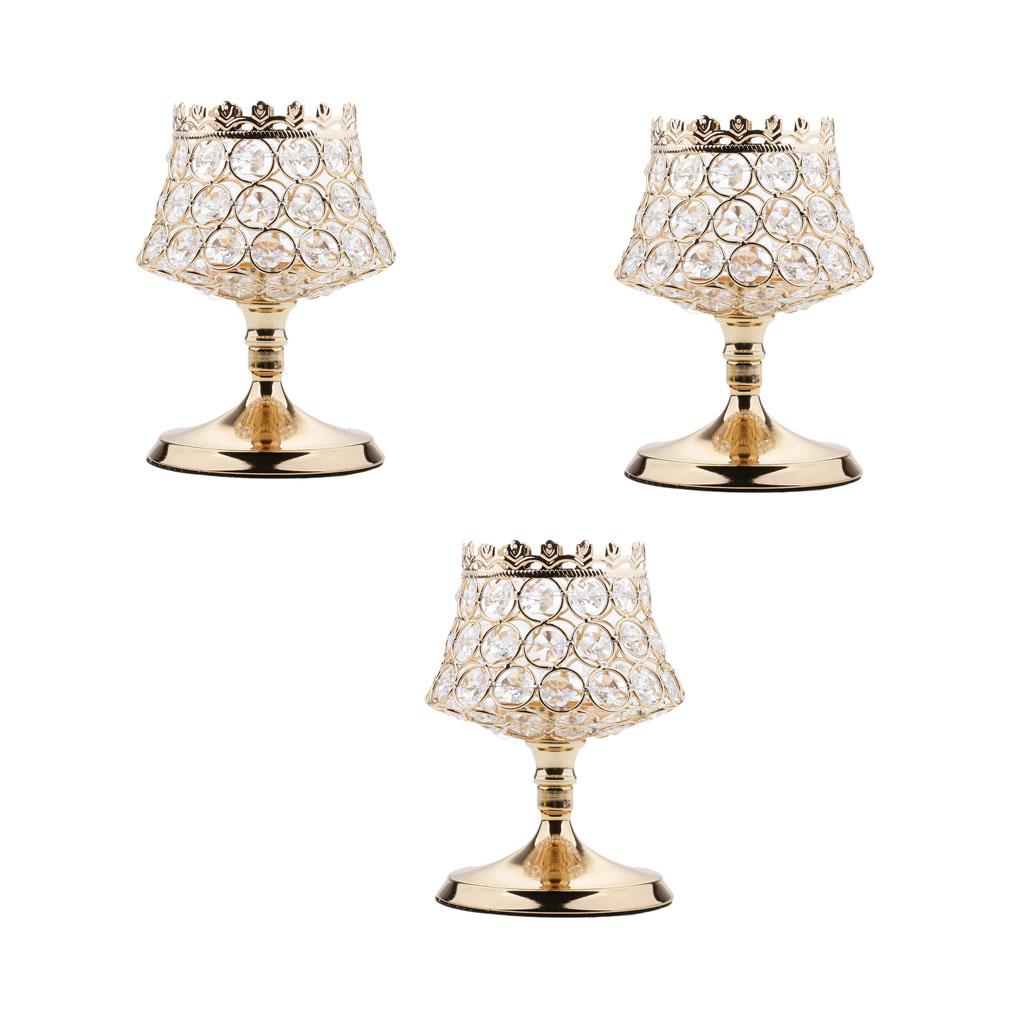 3 Pieces Crystal Votive Tealight Candle Holders Wedding Centerpieces