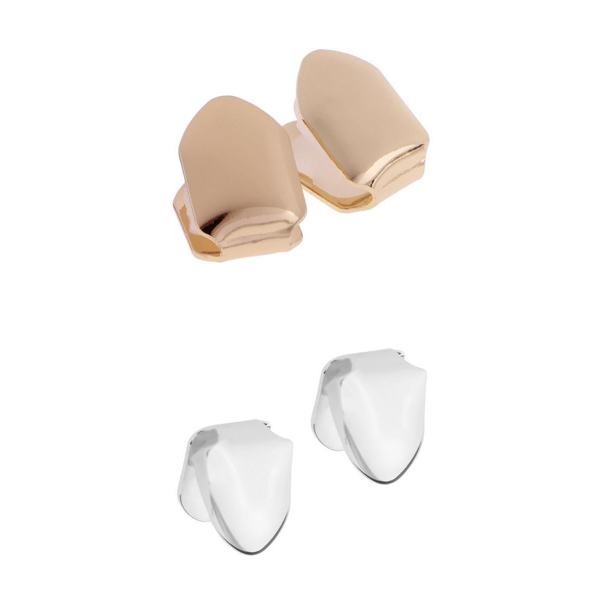 2 Pair Hip-Hop Copper Single Mouth Caps Custom Teeth Grill Bottom Grills Set