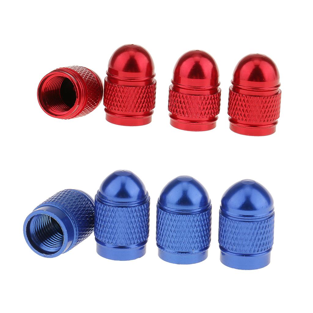 8 Pieces Red Blue Aluminum Tire Valve Stem Air Port Cover Cap