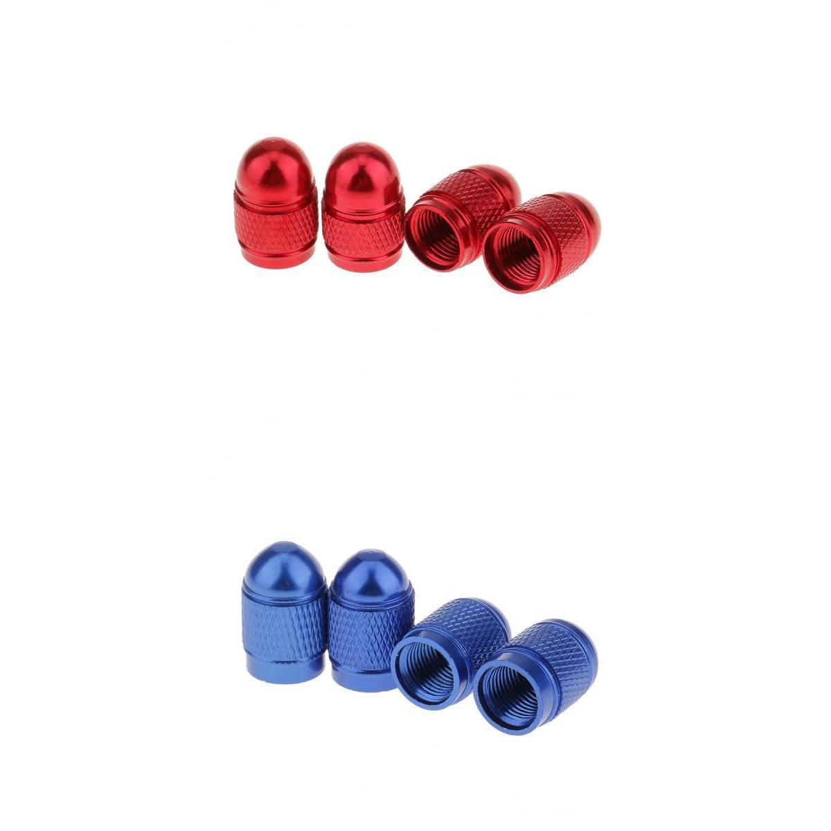 8 Pieces Red Blue Aluminum Tire Valve Stem Air Port Cover Cap