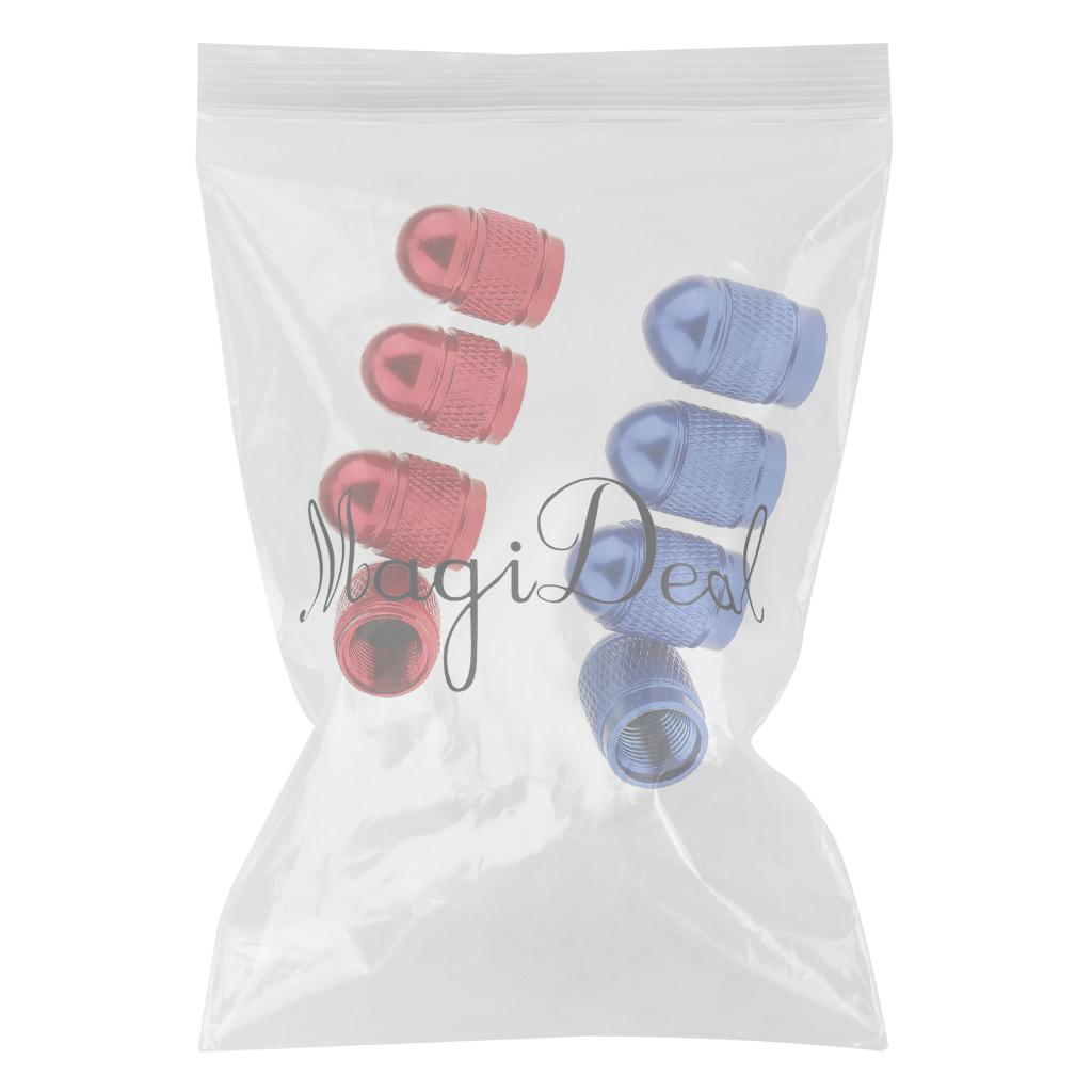 8 Pieces Red Blue Aluminum Tire Valve Stem Air Port Cover Cap