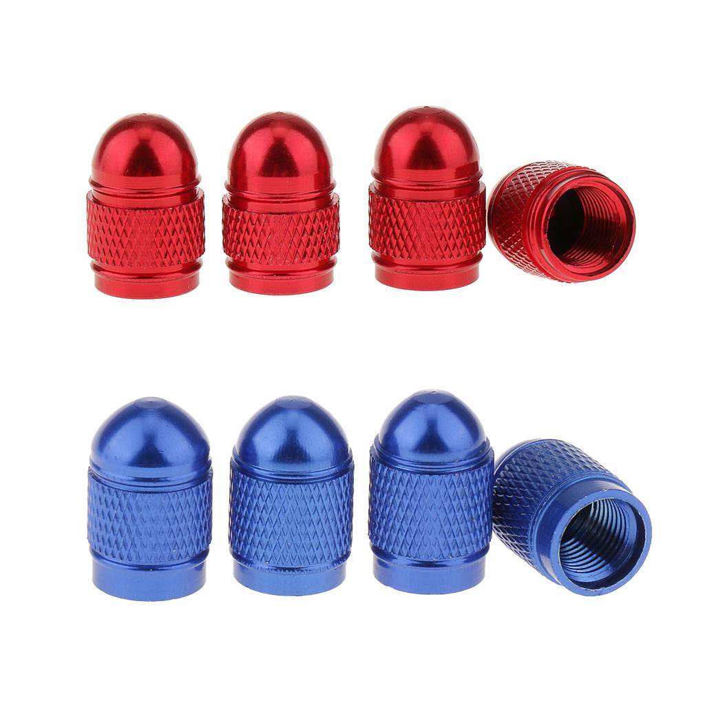 8 Pieces Red Blue Aluminum Tire Valve Stem Air Port Cover Cap