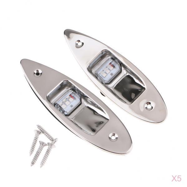 5 Pair Red&Green Marine Boat LED Side Navigation Light Flush Mount Side Lamp