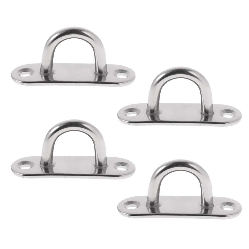 4 Pieces 8mm Oblong Pad Eye Stainless Steel Shade Sail Wall Plate Tie Down