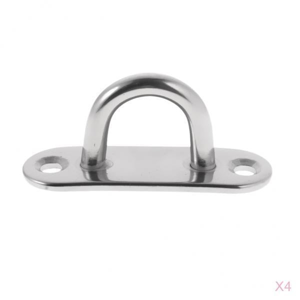 4 Pieces 8mm Oblong Pad Eye Stainless Steel Shade Sail Wall Plate Tie Down