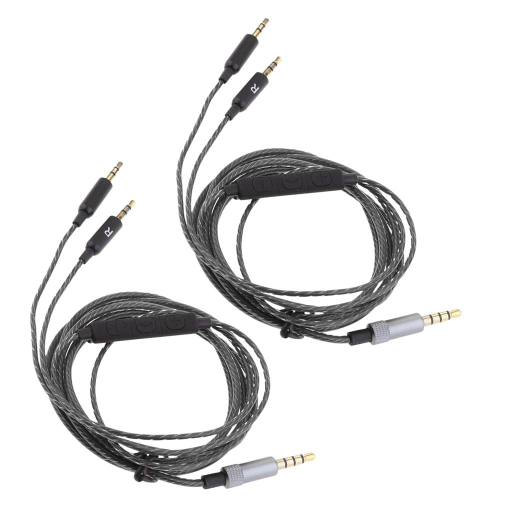 2 Pieces 3.5mm to 2.5mm Cable with Mic for Sol Republic Headphones Black