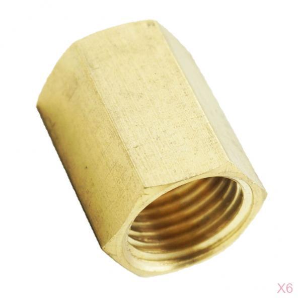 6Pieces 1/4'' Brass Barbed Double End Female Thread Coupler Connector Joint