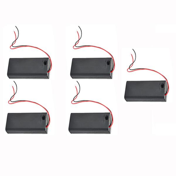 5Pcs 9V PP3 Enclosed Battery Holder Box ON/OFF Switch with Wires
