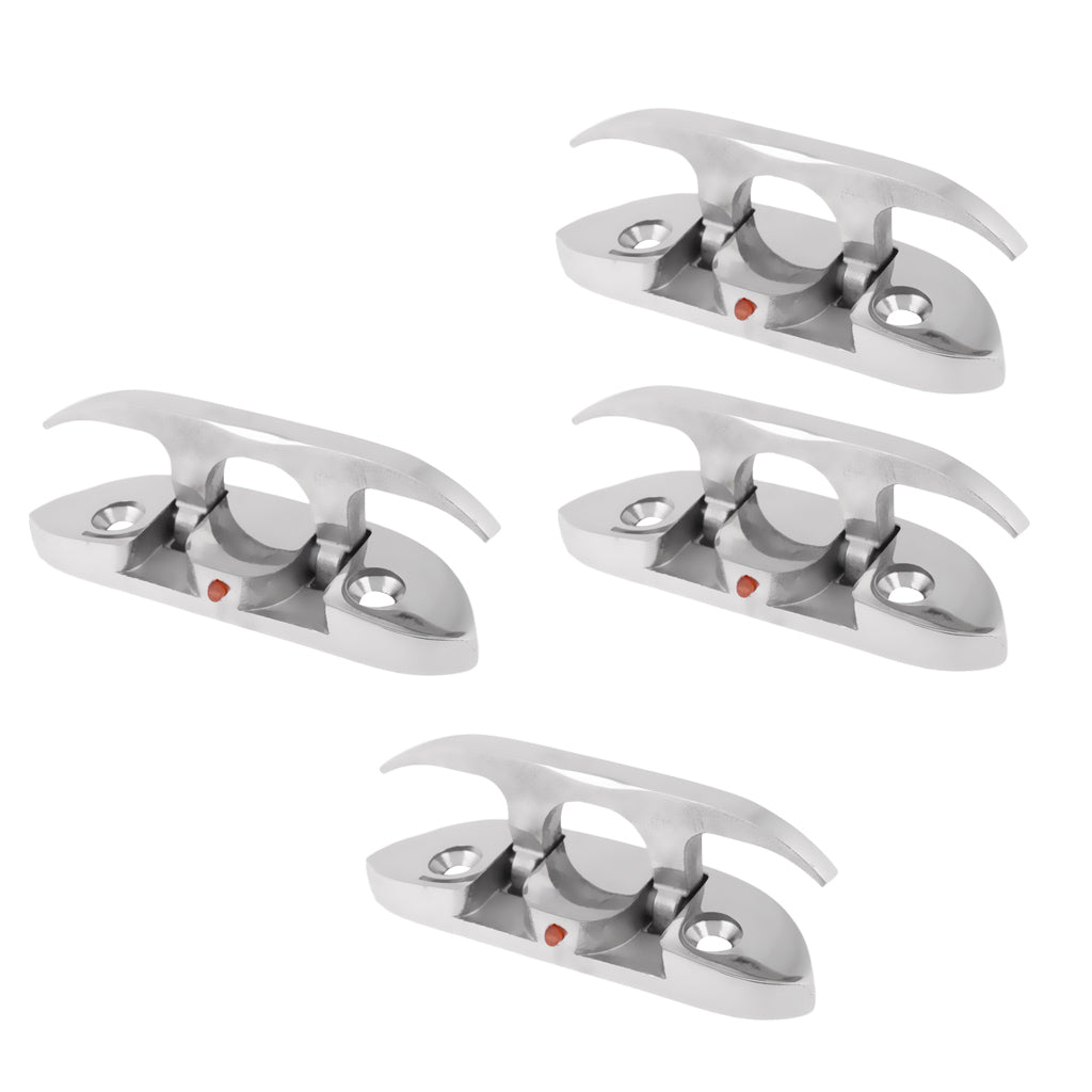 4 Pieces 316 Stainless Steel Folding Cleat Mount Marine Boat Hardware