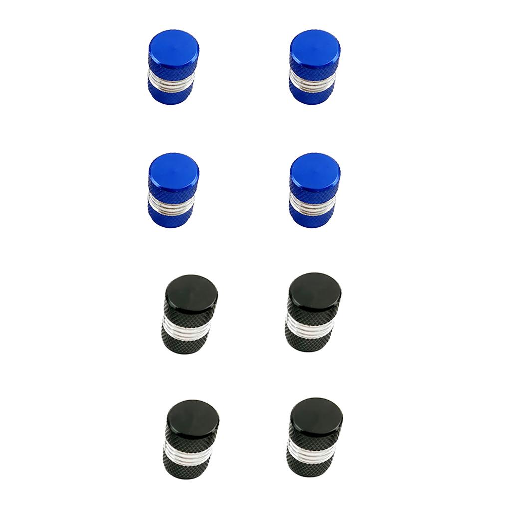 8 Pieces Aluminum Tire/Rim Valve/Wheel Air Port Cover Stems Cap Black+Blue