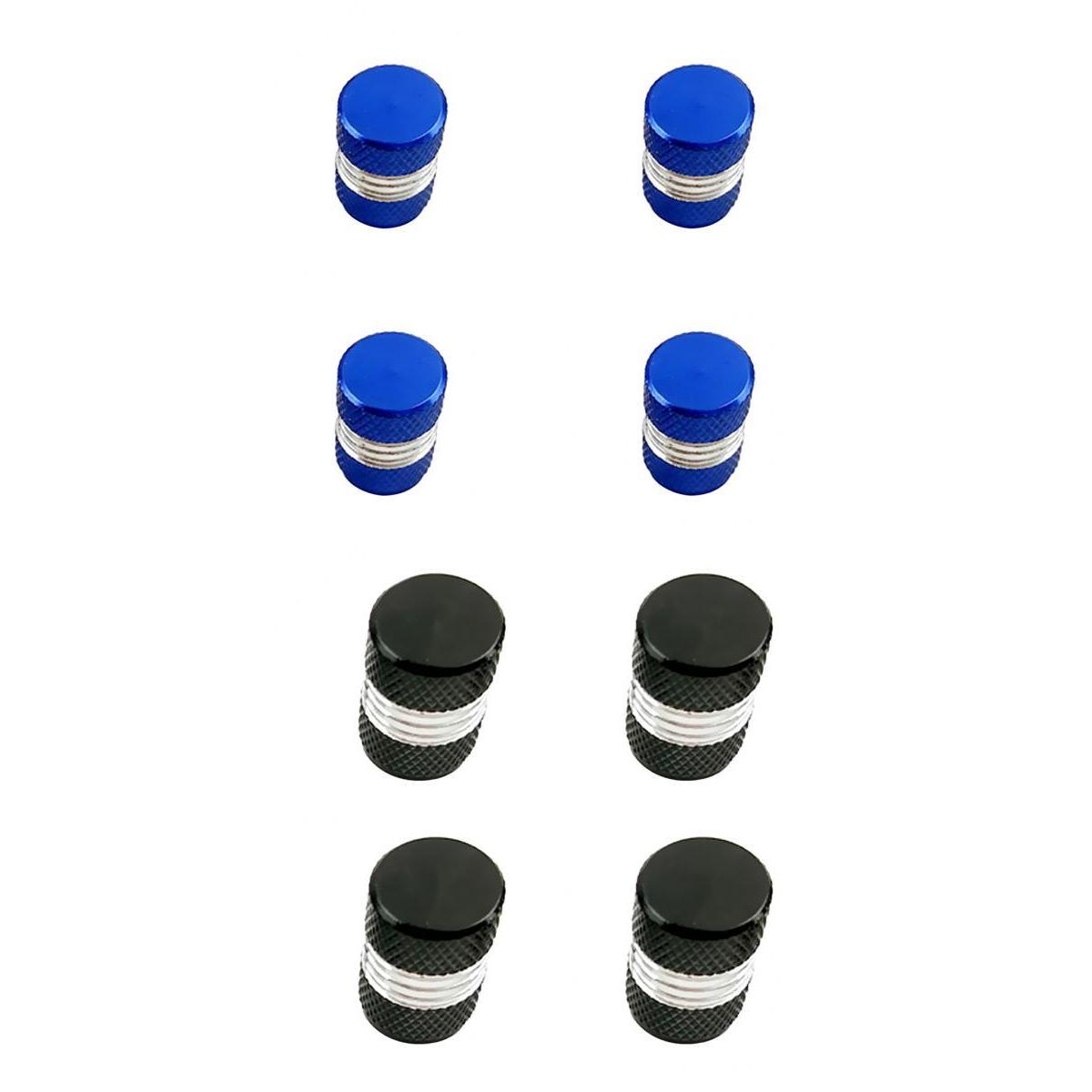 8 Pieces Aluminum Tire/Rim Valve/Wheel Air Port Cover Stems Cap Black+Blue
