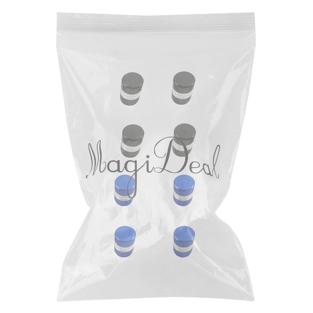 8 Pieces Aluminum Tire/Rim Valve/Wheel Air Port Cover Stems Cap Black+Blue