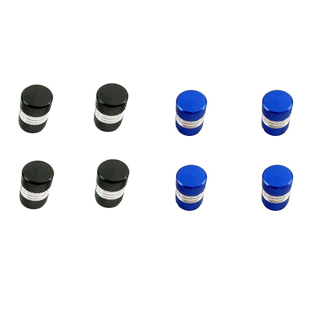8 Pieces Aluminum Tire/Rim Valve/Wheel Air Port Cover Stems Cap Black+Blue